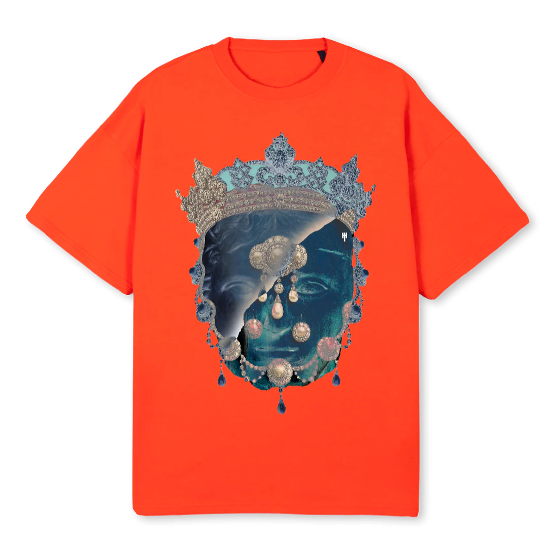 BEWJEWELLED Hot Orange Oversized Tee.