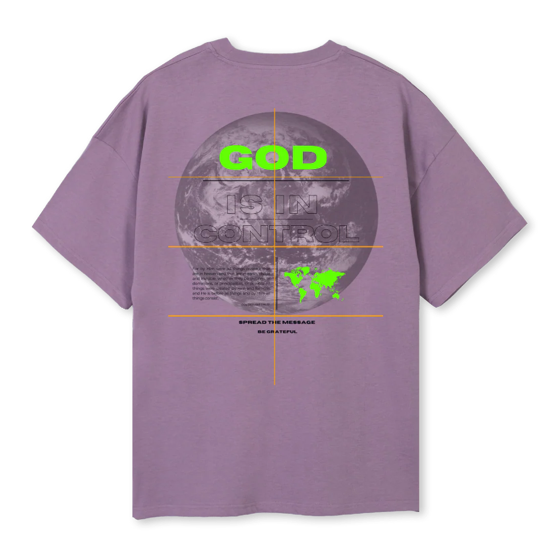 BG GOD IN CONTROLE Purple Oversized Tee. - Image 2