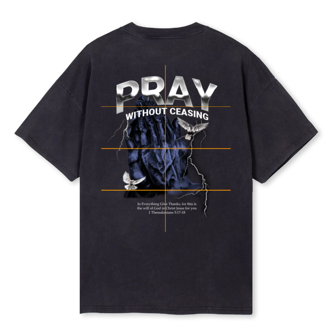 BG PRAYER HANDS Vintage Black Oversized Tee. - Image 2