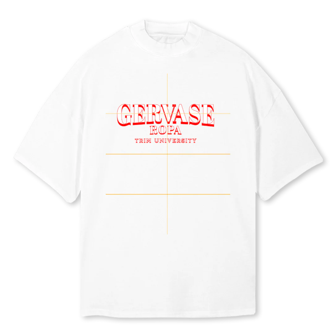 BIG GERVASE ROPA White Oversized Mock Neck Tee.