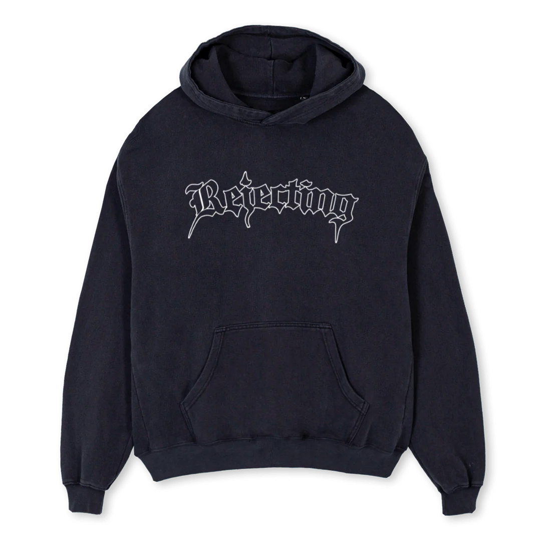BIG REJECT  Vintage Black Oversized Hoodie.