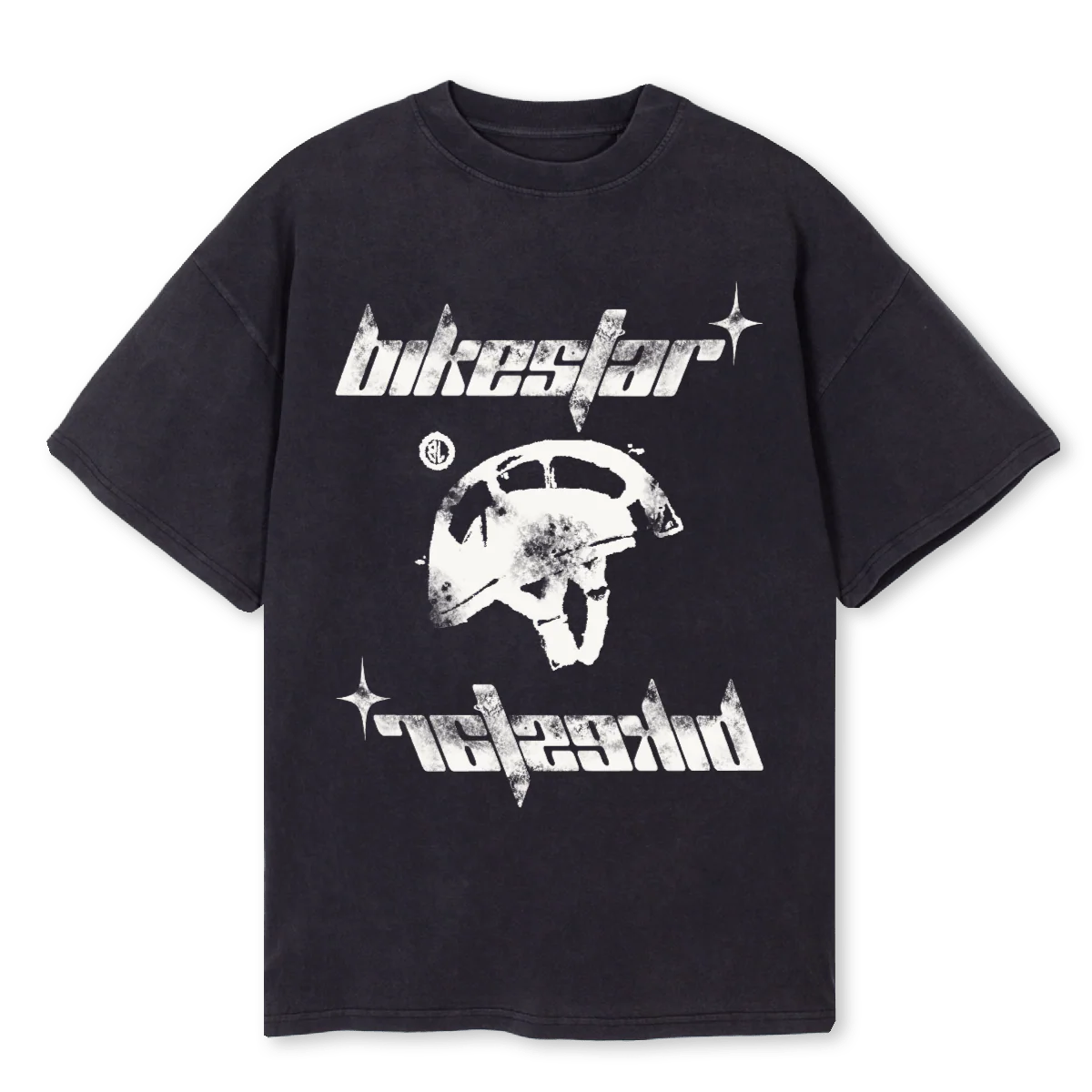 BIKESTAR WHITE Vintage Black Oversized Tee.