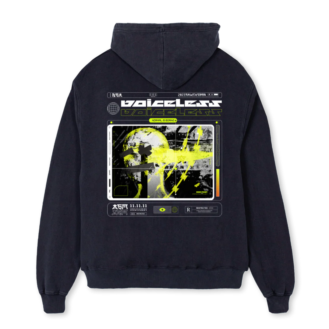 BKHDNIB1 Vintage Black Oversized Hoodie. - Image 2
