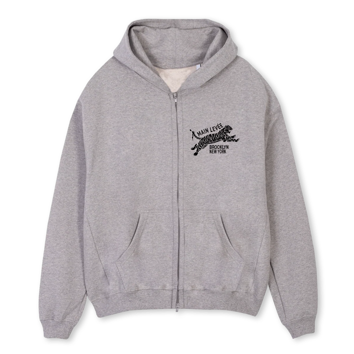 BKTIGER Grey Marl Oversized Zipped Hoodie.
