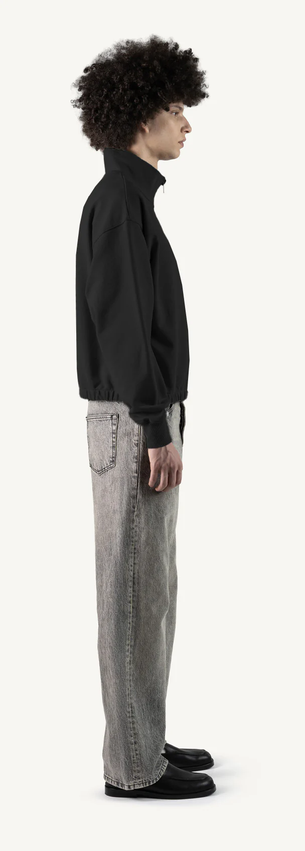 Black Oversized Boxy 1/4-Zip Sweater. - Image 4