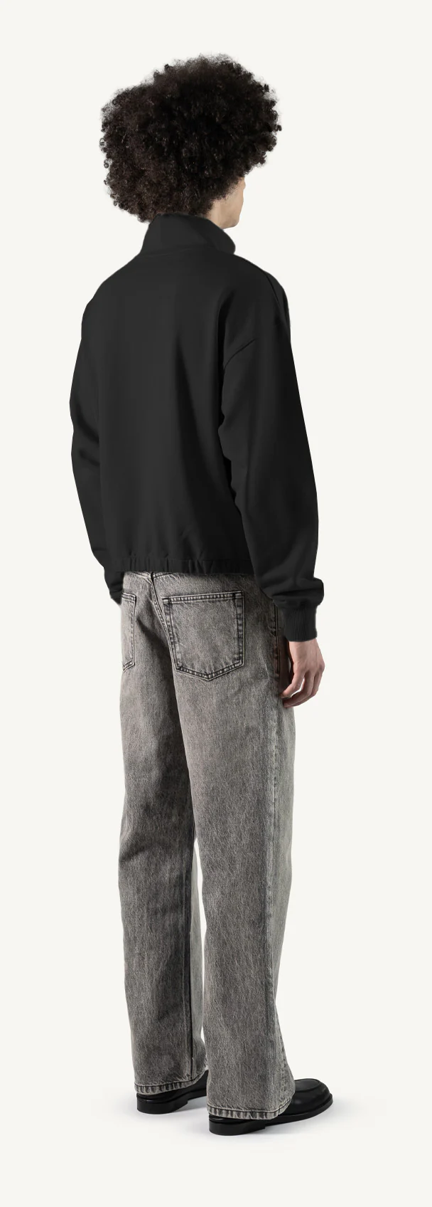 Black Oversized Boxy 1/4-Zip Sweater. - Image 5