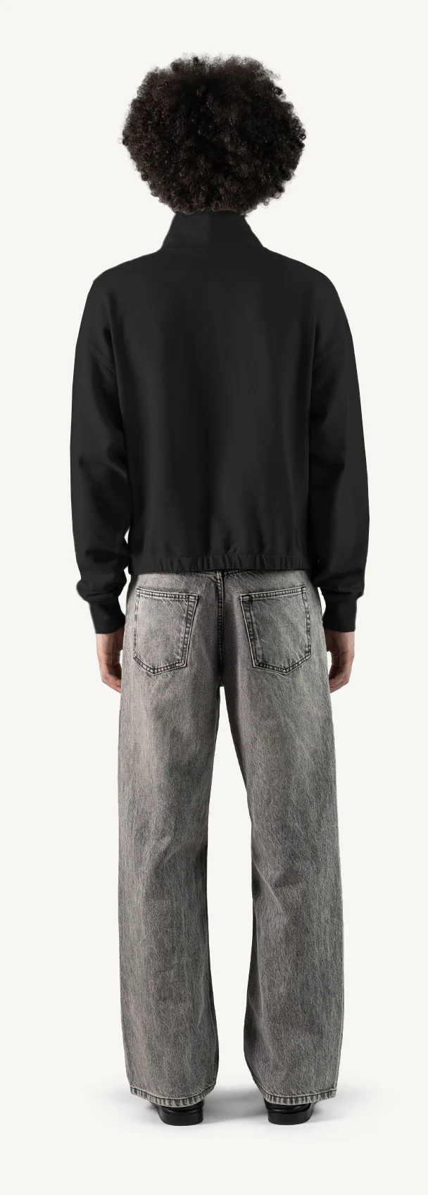 Black Oversized Boxy 1/4-Zip Sweater. - Image 6