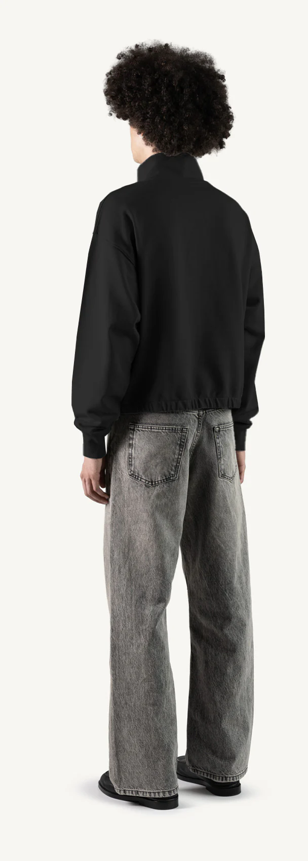 Black Oversized Boxy 1/4-Zip Sweater. - Image 7