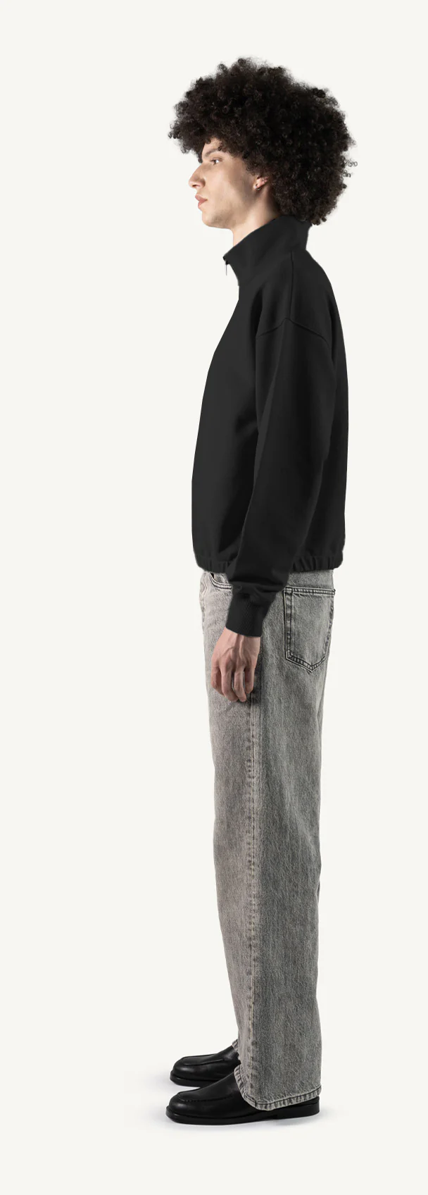 Black Oversized Boxy 1/4-Zip Sweater. - Image 8