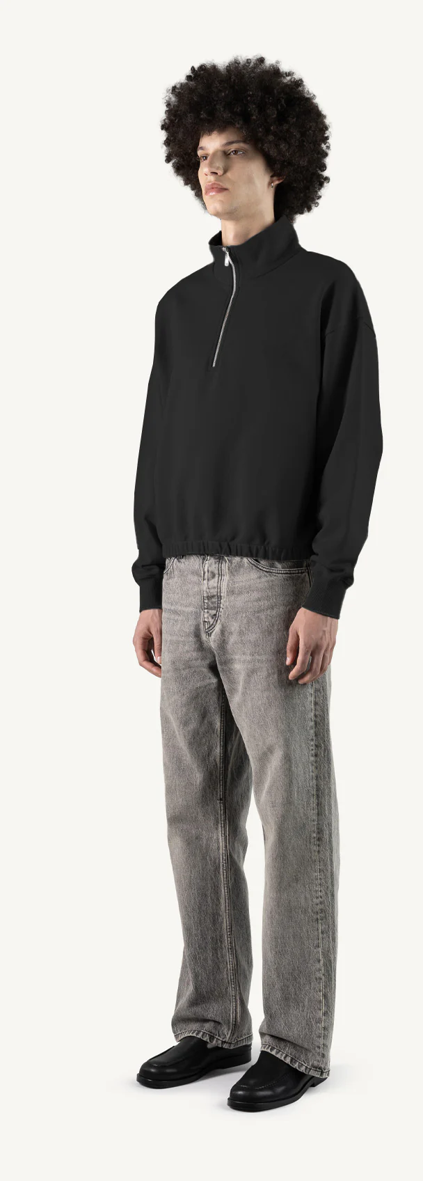 Black Oversized Boxy 1/4-Zip Sweater. - Image 9