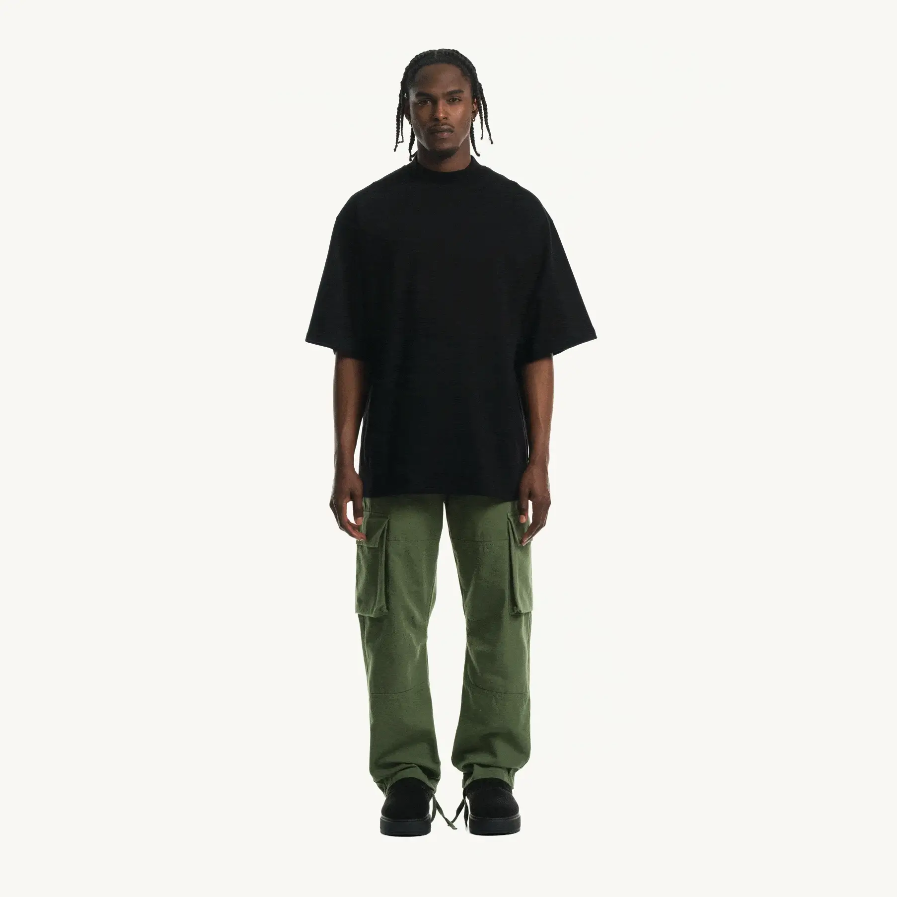 Black Oversized Mock Neck Tee. - Image 3