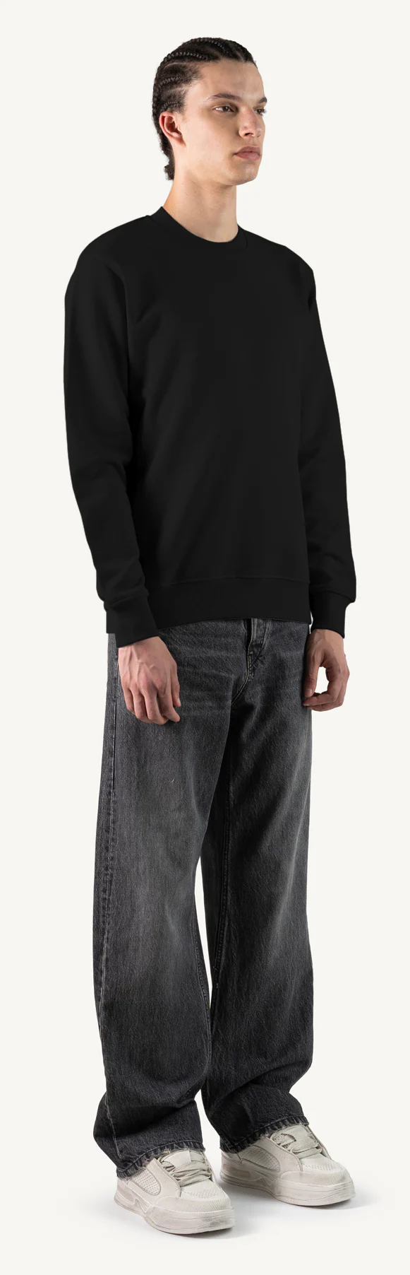 Black Regular Crewneck Sweater. - Image 3