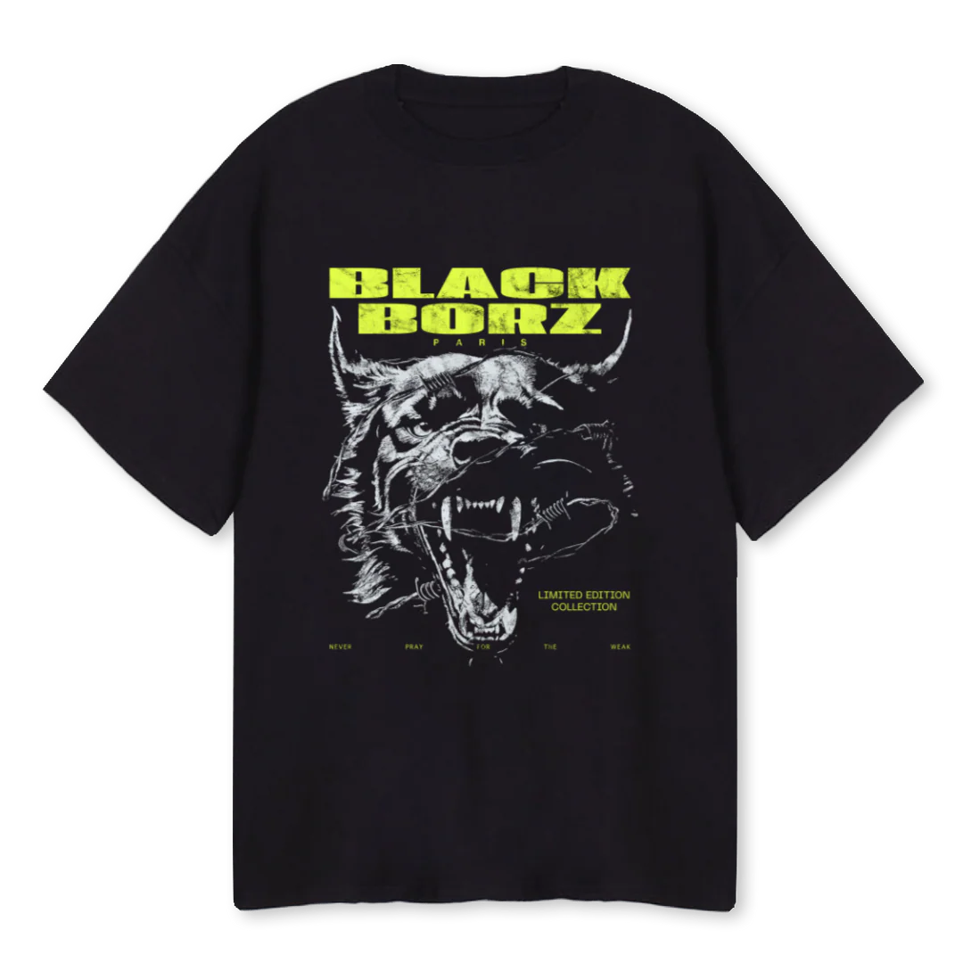 BLACKBORZ Black Oversized Tee.