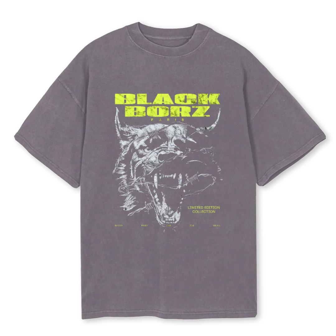 BLACKBORZ Pigment Grey Oversized Tee.