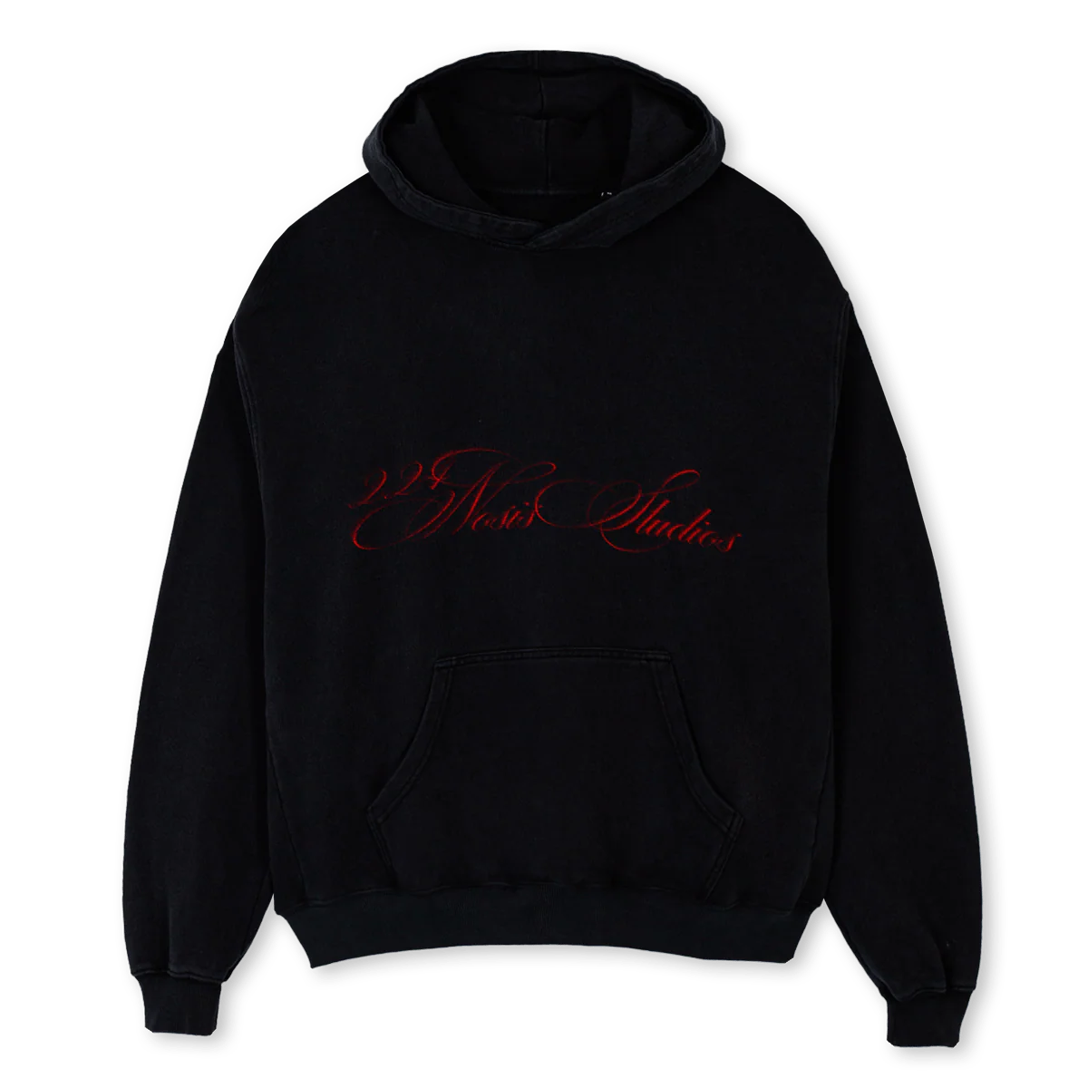BLACKCURSIVEHOODIE Black Oversized Hoodie.