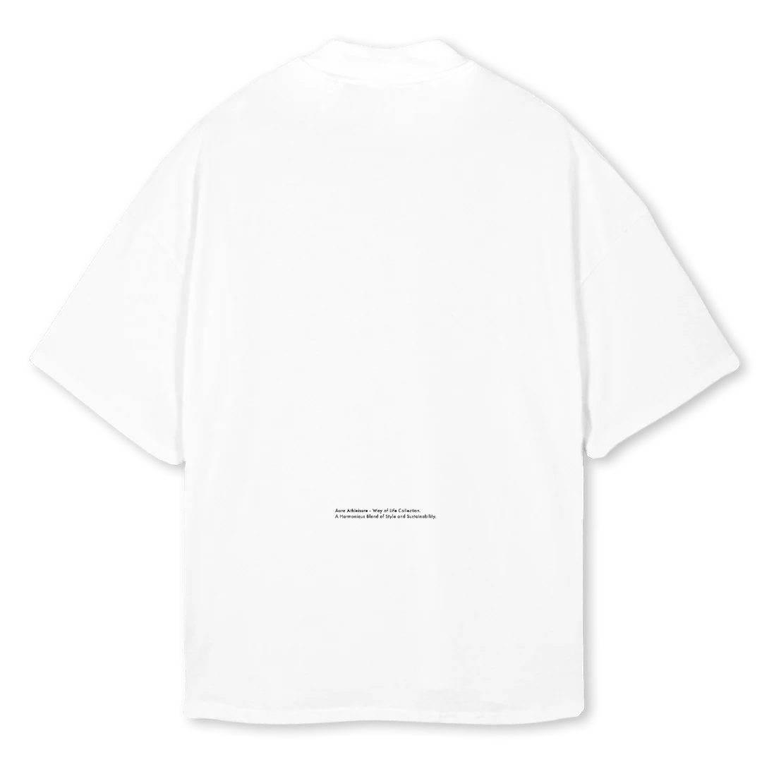 BLACKWORDS White Oversized Mock Neck Tee. - Image 2