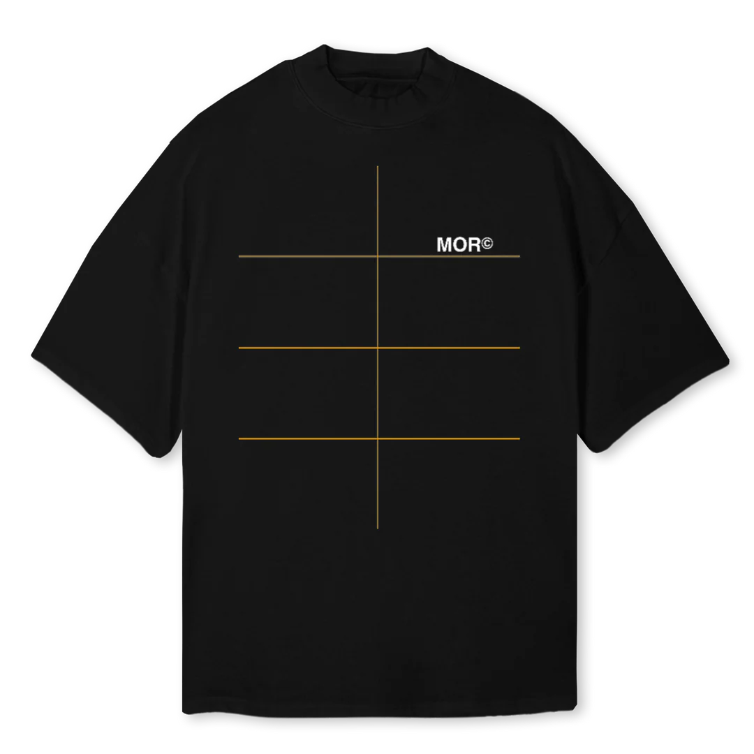 BLCK SHIRT Black Oversized Mock Neck Tee.