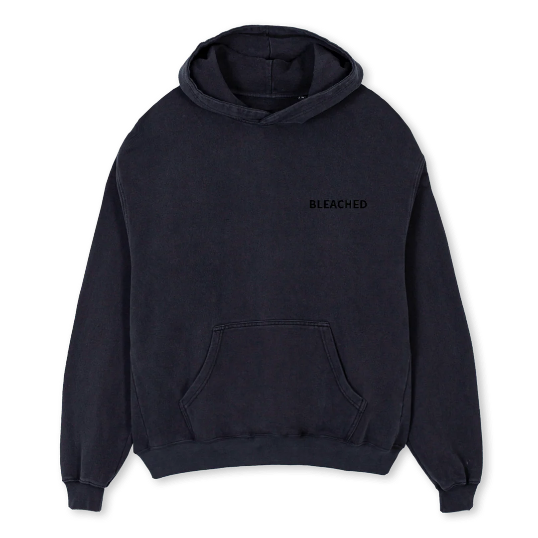BLEACHEDHOOD Vintage Black Oversized Hoodie.