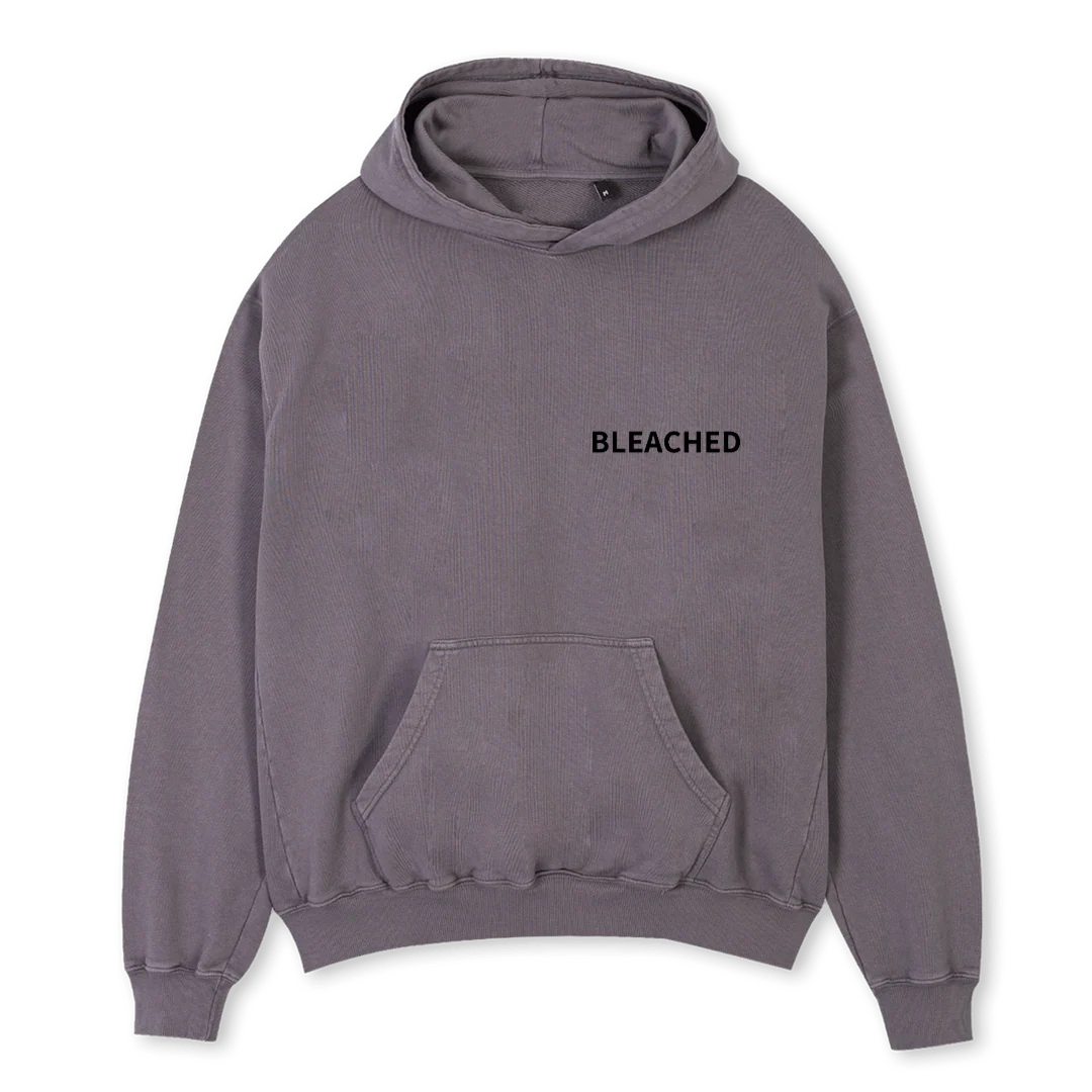 BLEACHEDHOODGREY Pigment Grey Oversized Hoodie.