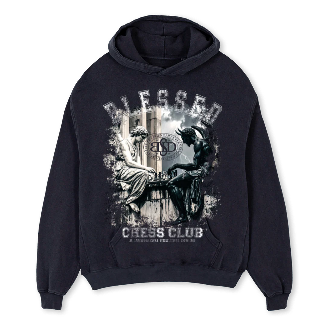 BLESS CHES_HOODIE Vintage Black Oversized Hoodie.