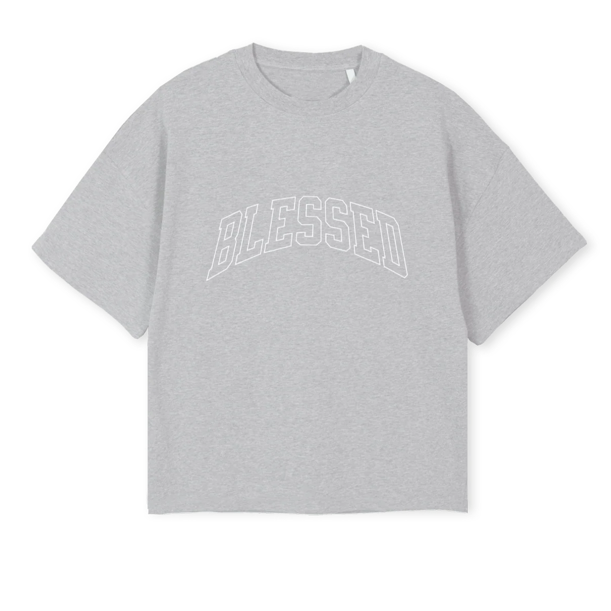 BLESSED LG Light Grey Marl Oversized Boxy Tee.