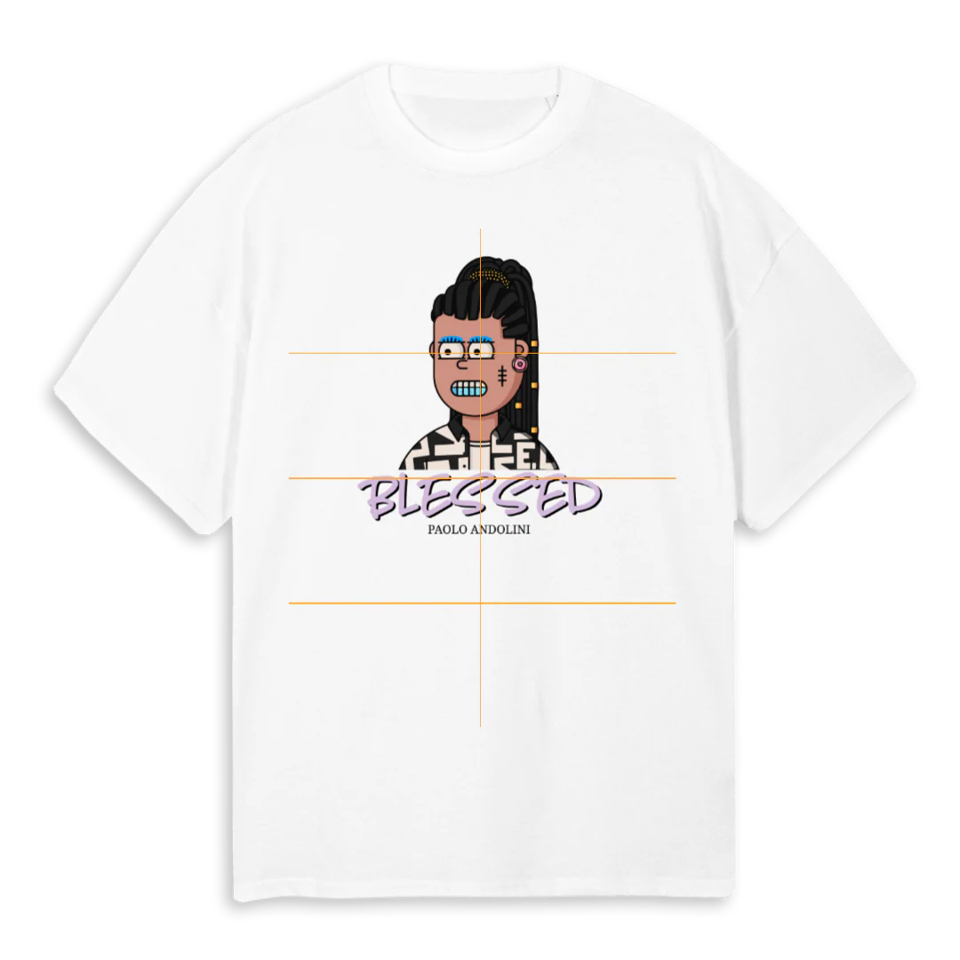 BLESSED W D White Oversized Tee.