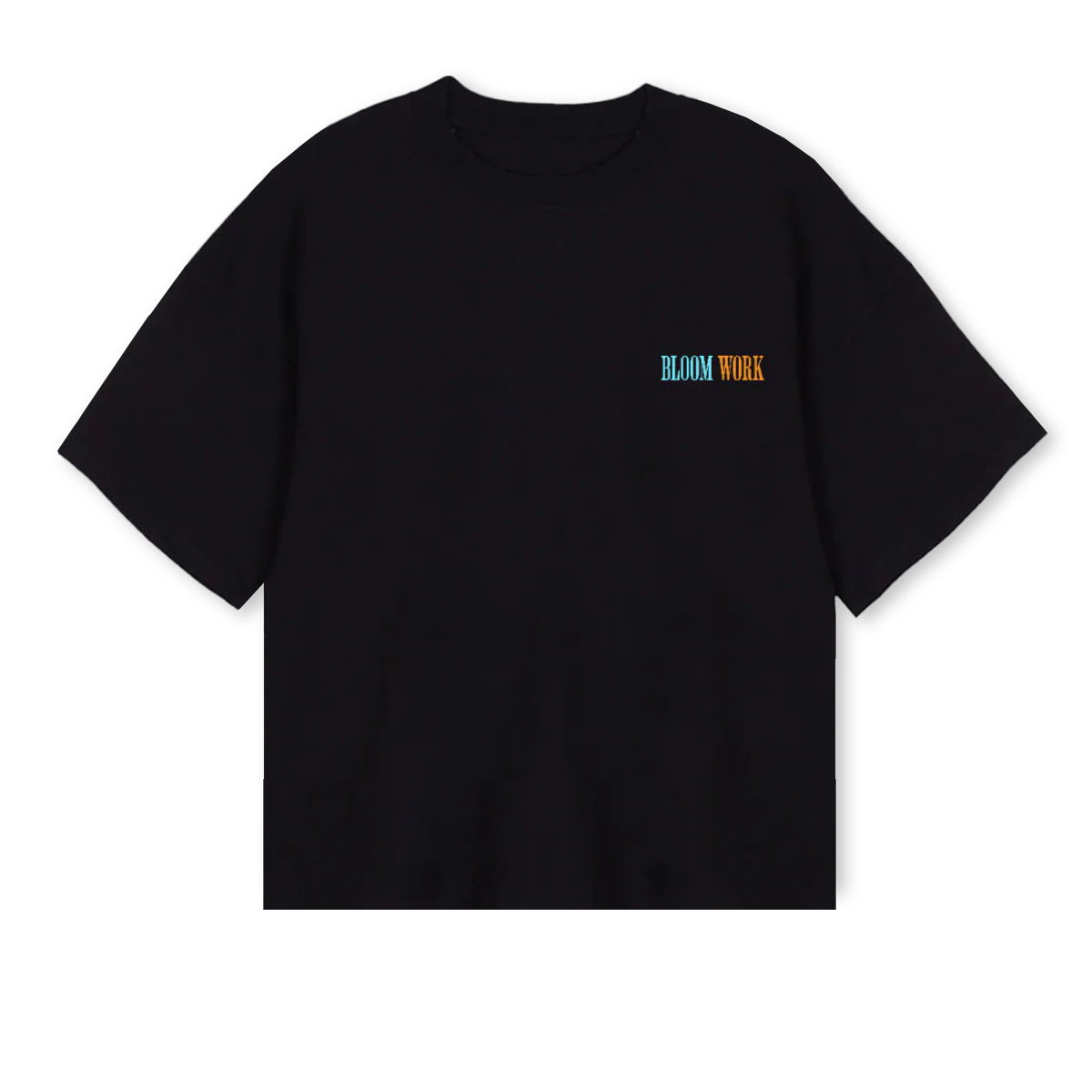 BLOOMWORKFNLBLK Black Oversized Boxy Tee.