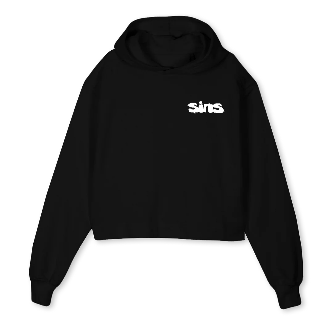 BLOTCH CRO HOO Black Cropped Hoodie.