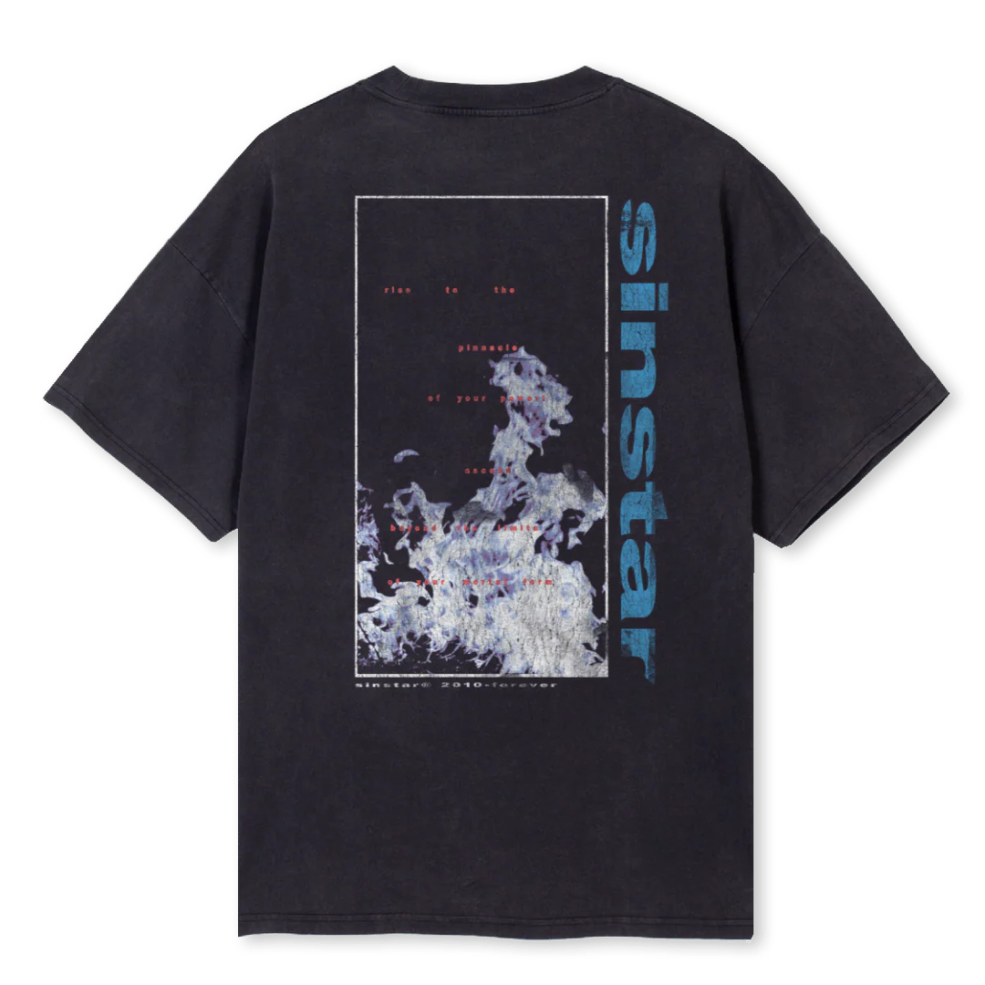 BLUE FLAME Vintage Black Oversized Tee. - Image 2