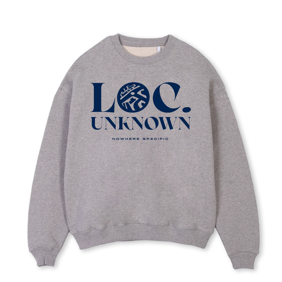 BLUELOCUNKCREW Grey Marl Oversized Crewneck Sweater.