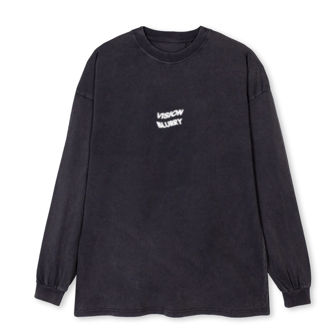 BLURRY  Vintage Black Oversized LS Tee.