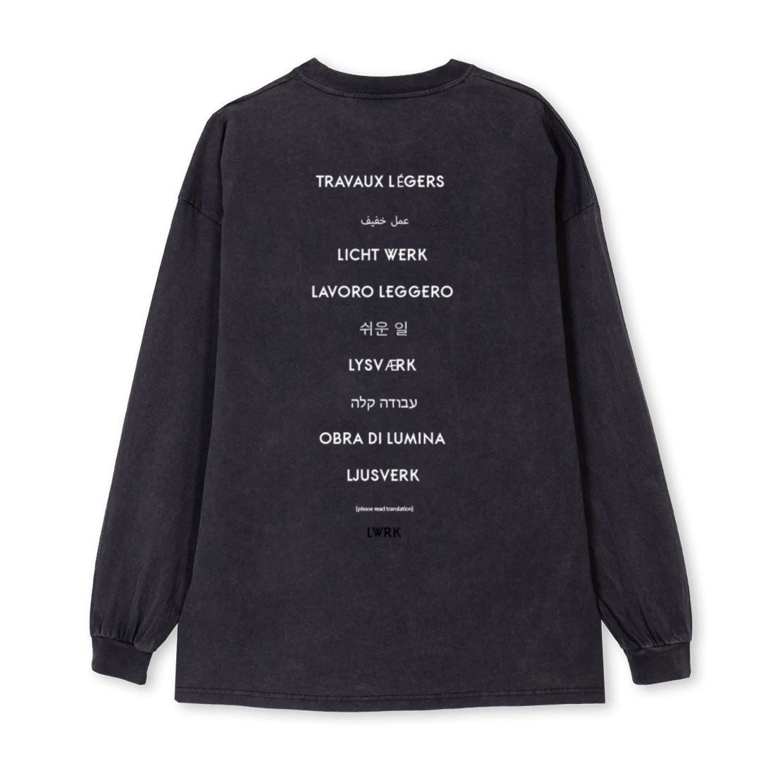 LWRK LANGUAGES_VB Vintage Black Oversized LS Tee. - Image 2