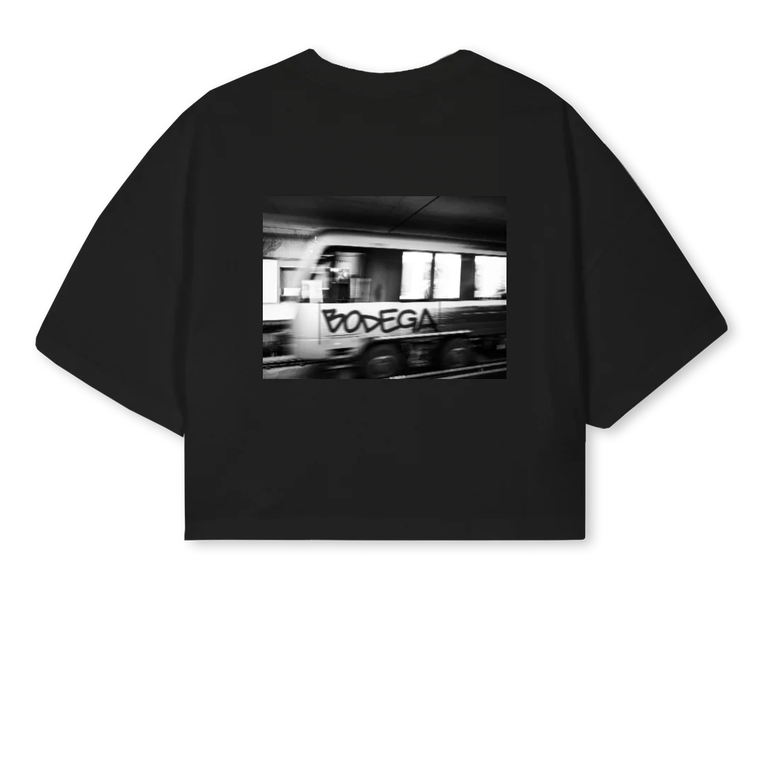 BODEGAMTLMETROCROP Black Cropped Oversized Tee. - Image 2