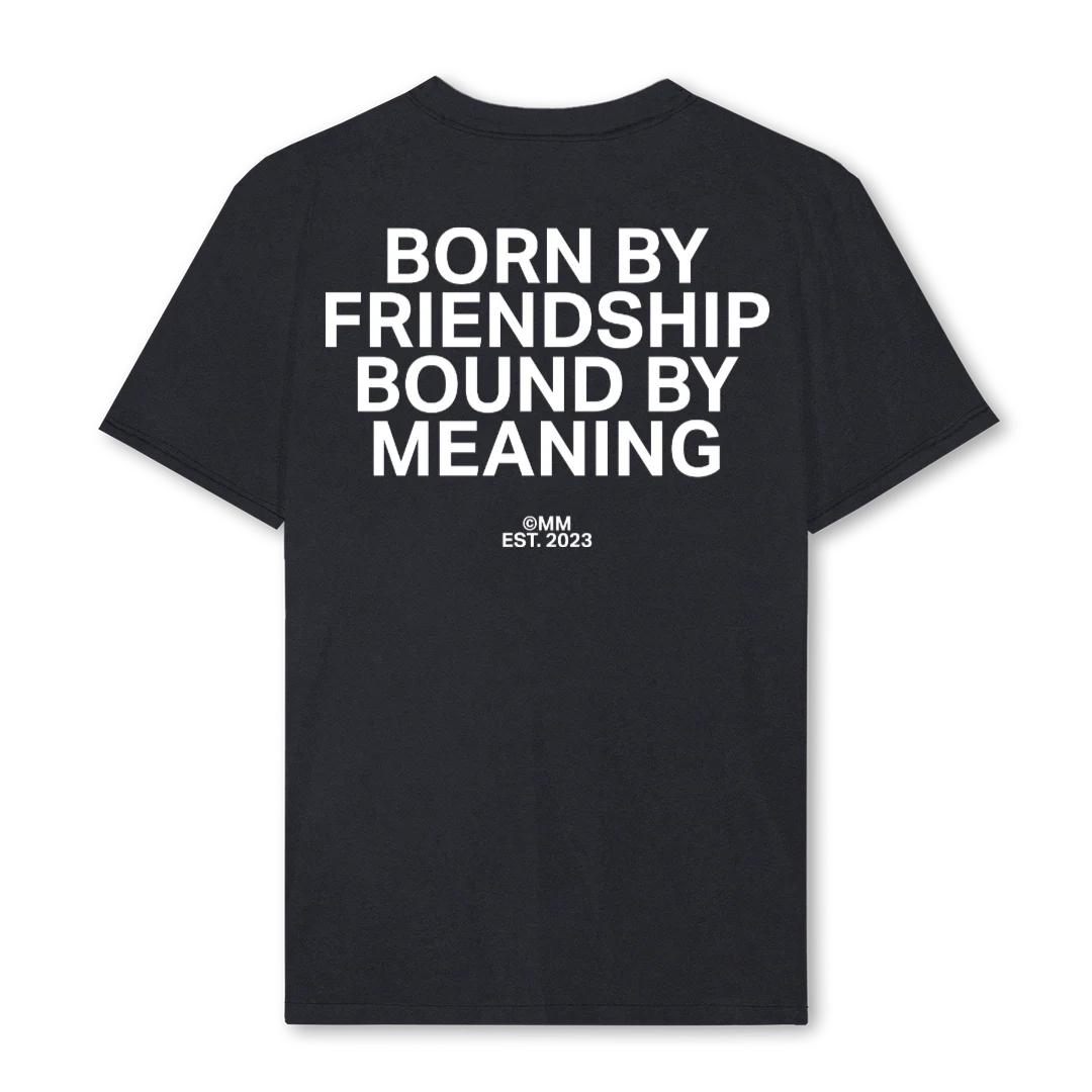 BORN BY FRIENDSHIP Vintage Black Regular Tee. - Image 2