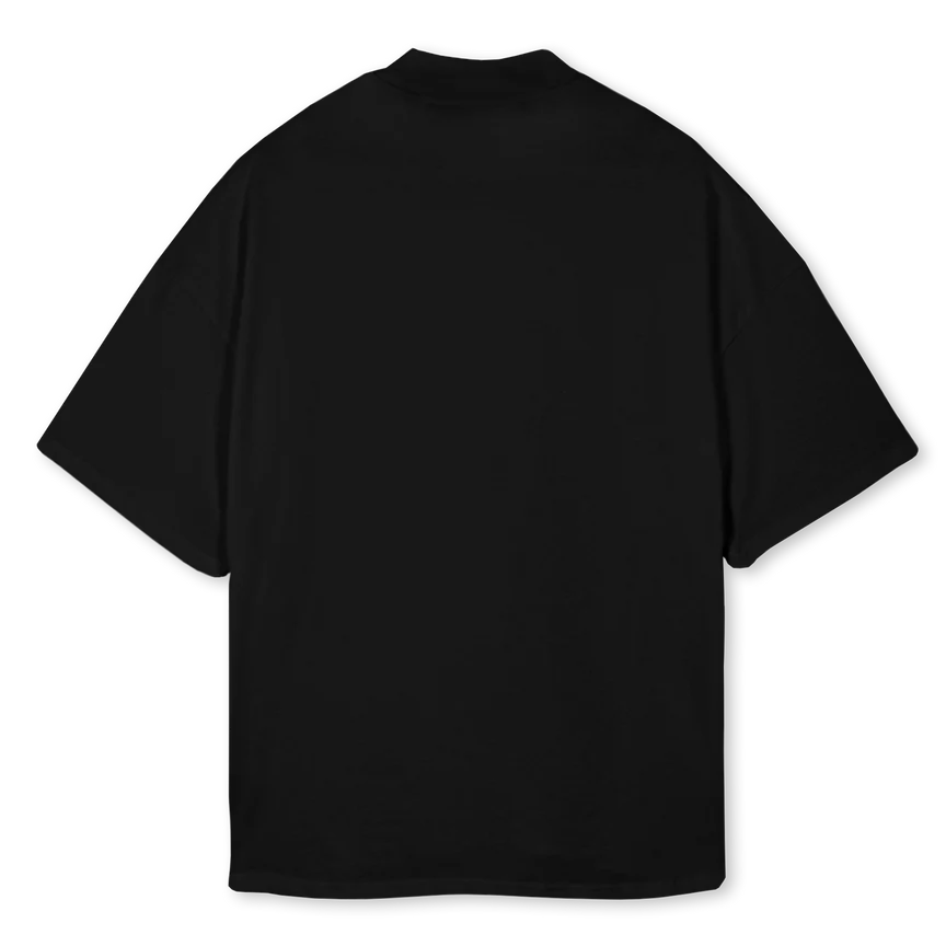 BORNFRONTLOGOSAINTS Black Oversized Mock Neck Tee. - Image 2