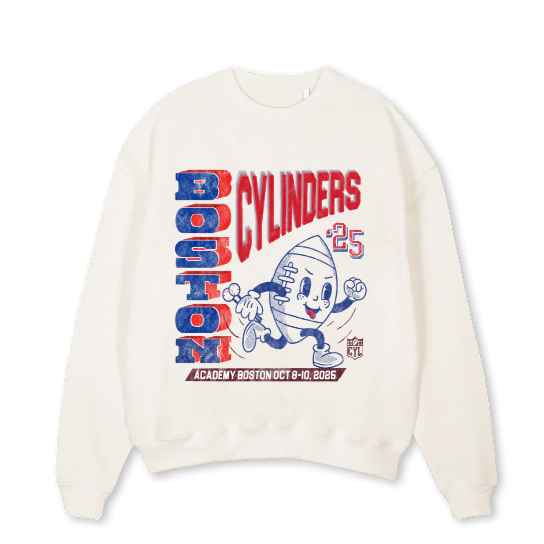 BOSTON Vintage White Oversized Crewneck Sweater.