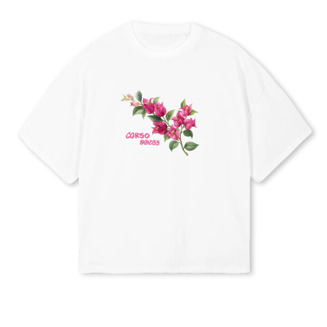 BOUGAINVILLEACORSO White Oversized Boxy Tee.
