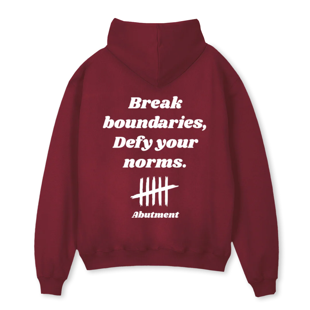 BOUNDARIES Burgundy Oversized Hoodie. - Image 2