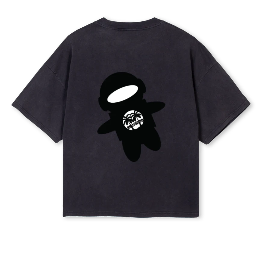 BOXYHOLLYWOODVBLACKT Vintage Black Oversized Boxy Tee. - Image 2