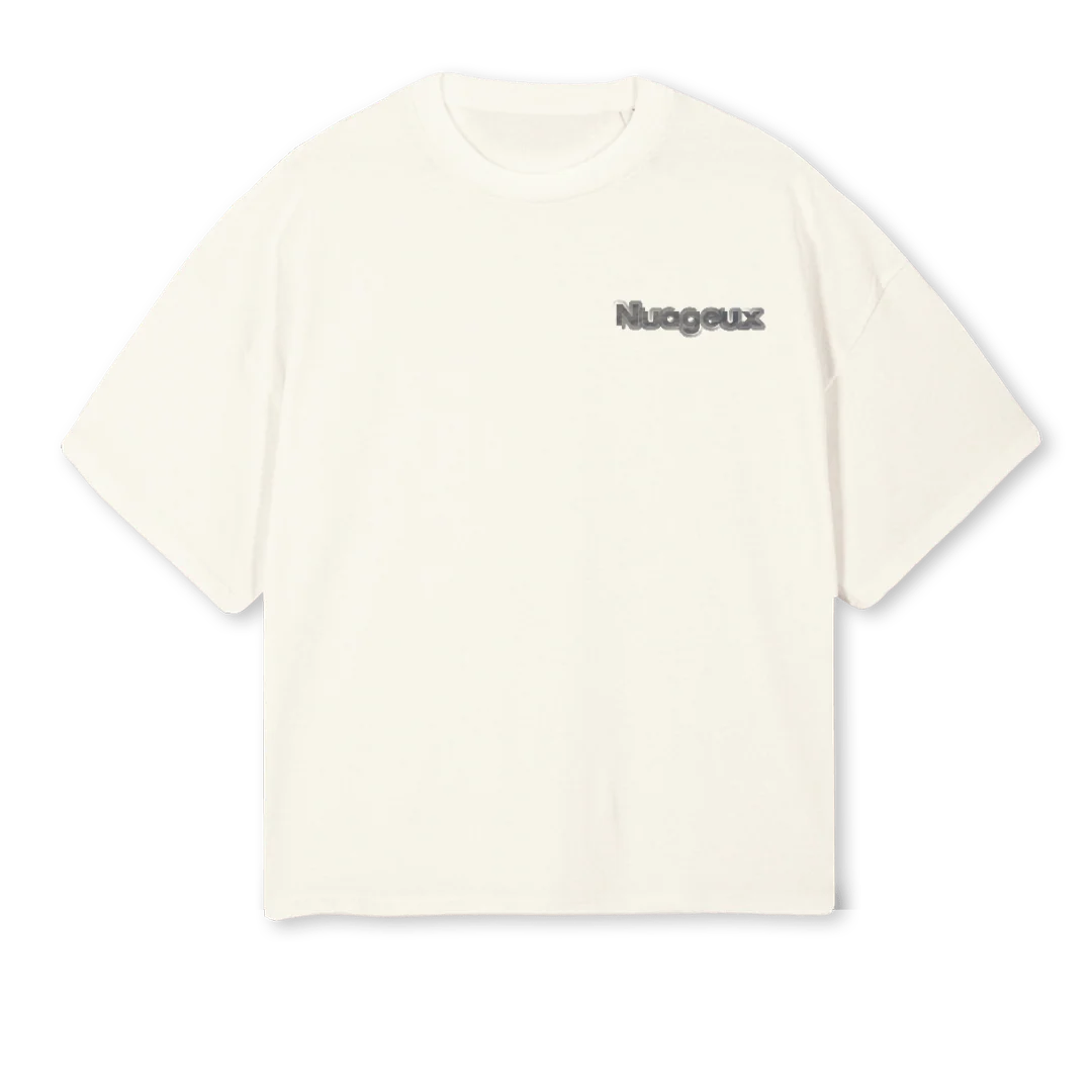 BRAND COMMUN Cream Oversized Boxy Tee.