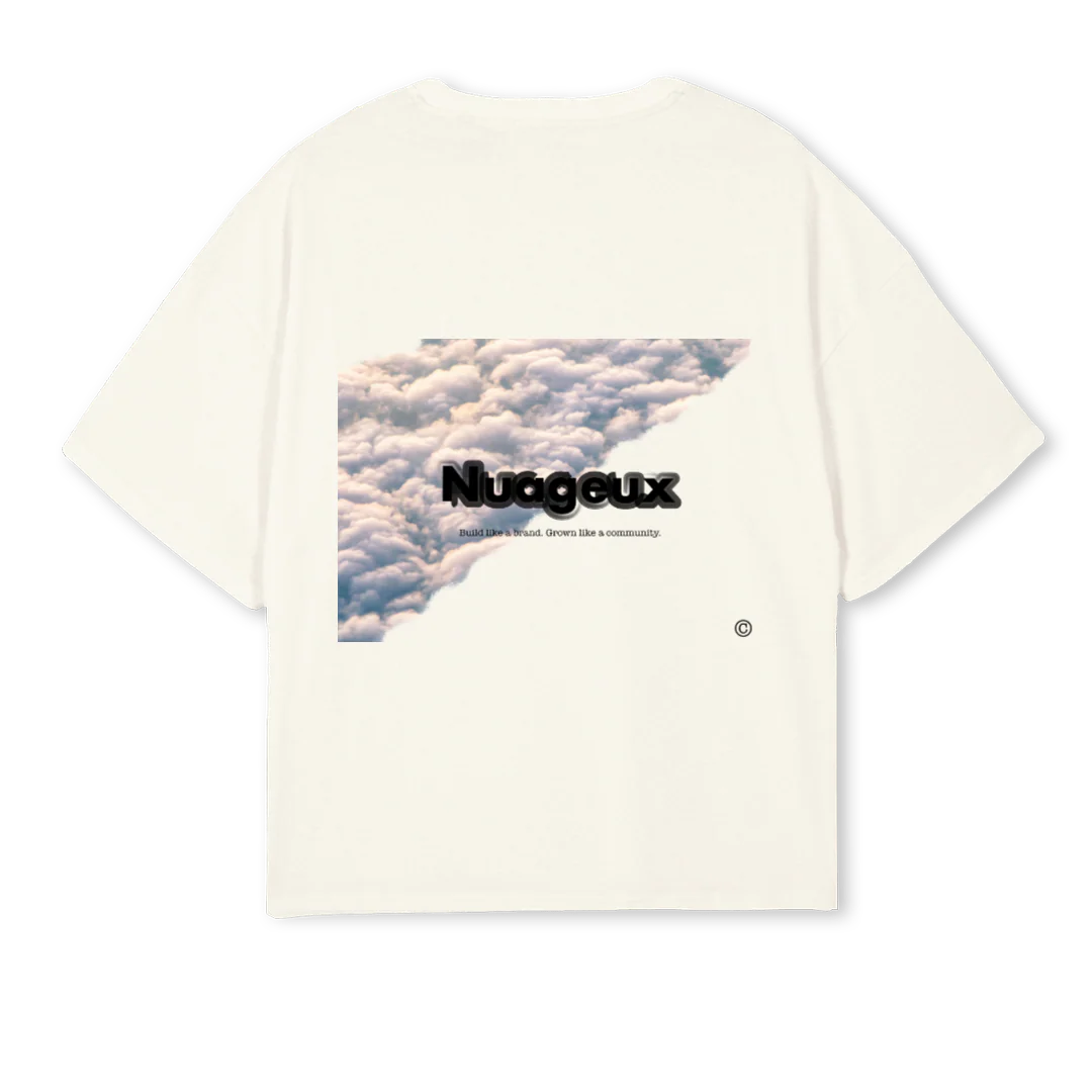 BRAND COMMUN Cream Oversized Boxy Tee. - Image 2