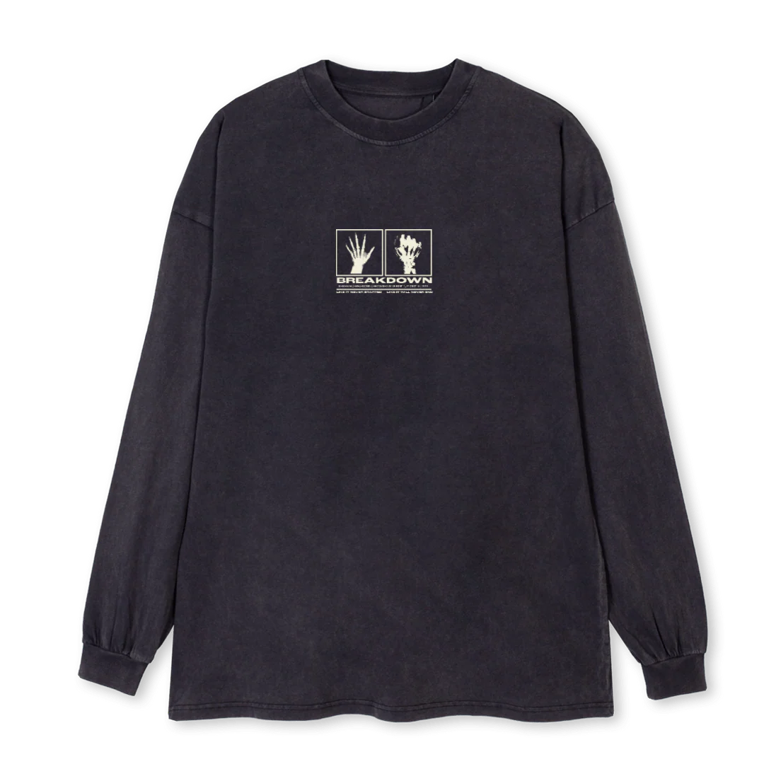 BREAKDOWNTHREE Vintage Black Oversized LS Tee.