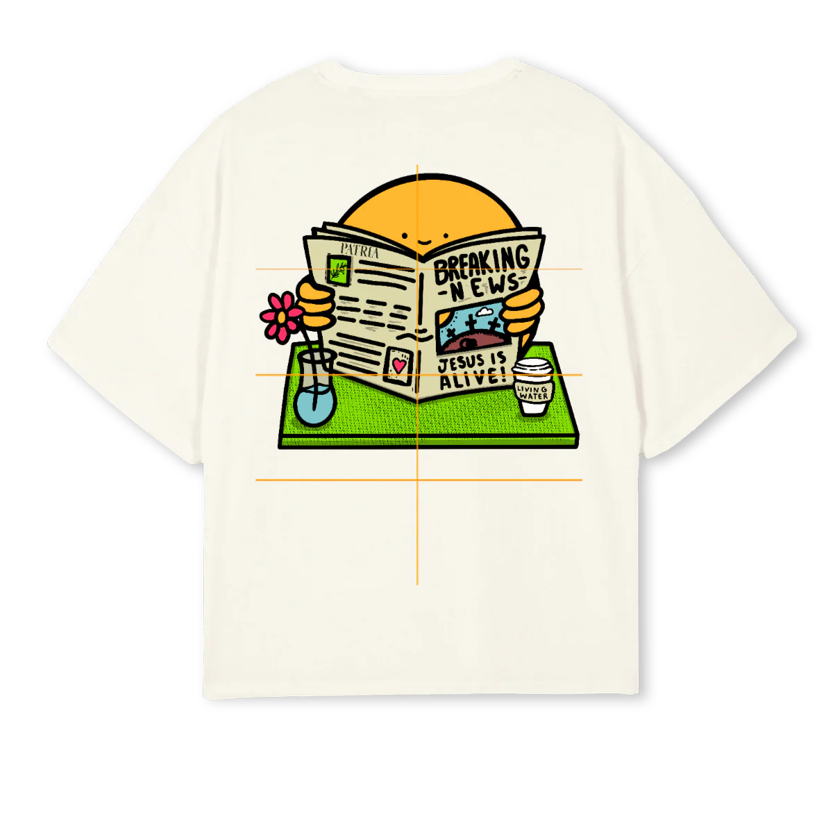 BREAKINGNEWSSHIRT Cream Oversized Boxy Tee. - Image 2