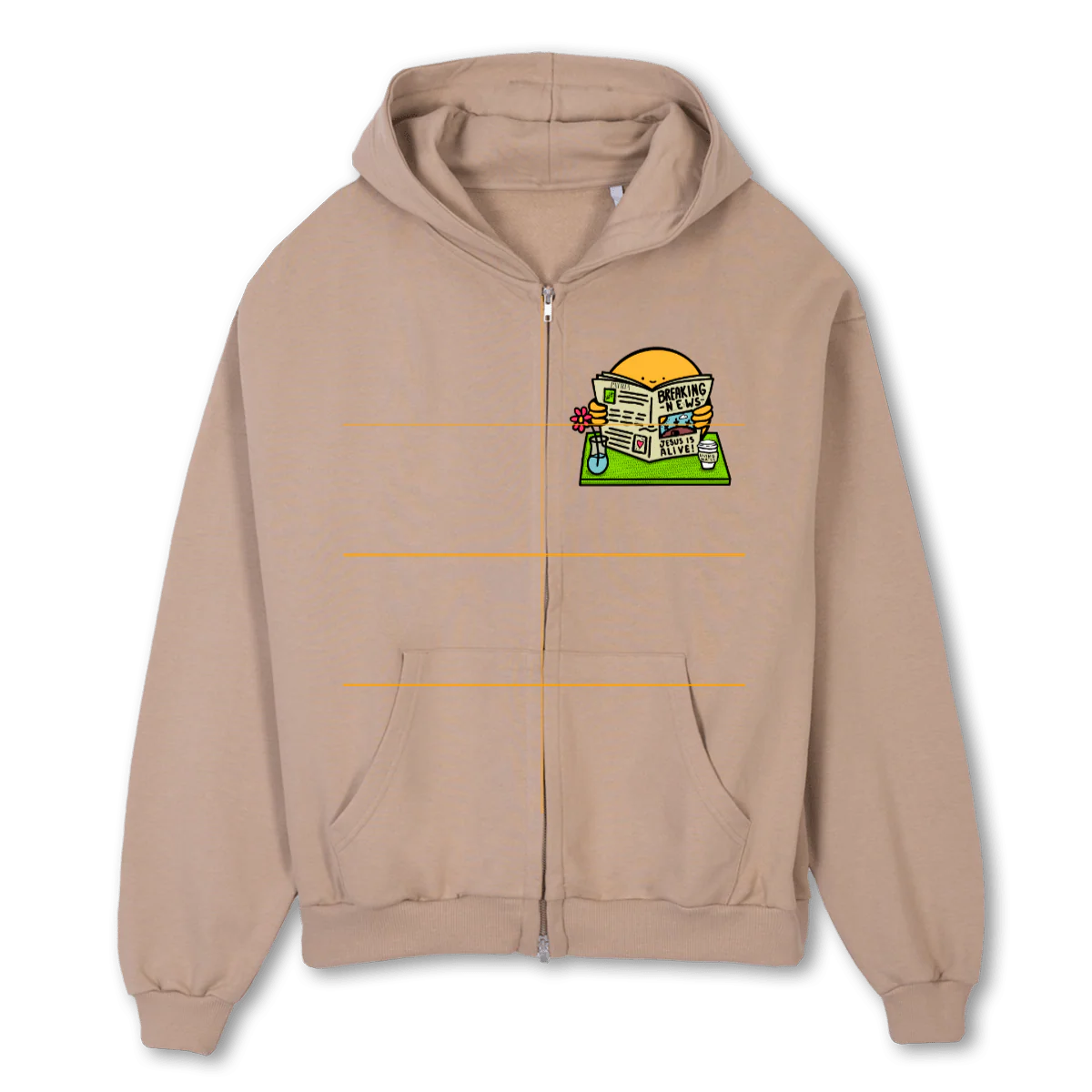 BREAKINGNEWSZIP Croissant Oversized Zipped Hoodie.