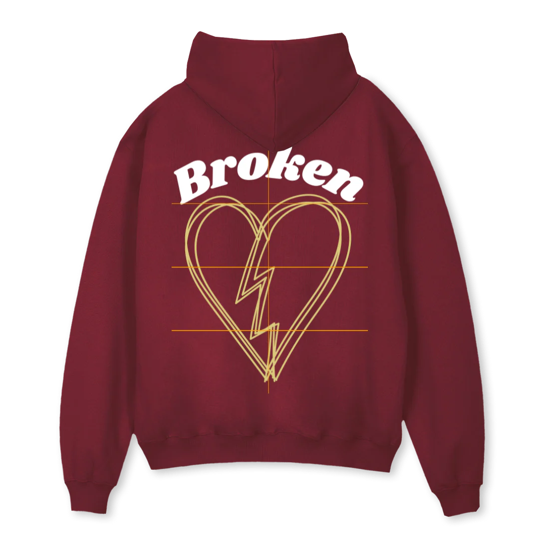 BROKENN Burgundy Oversized Hoodie. - Image 2