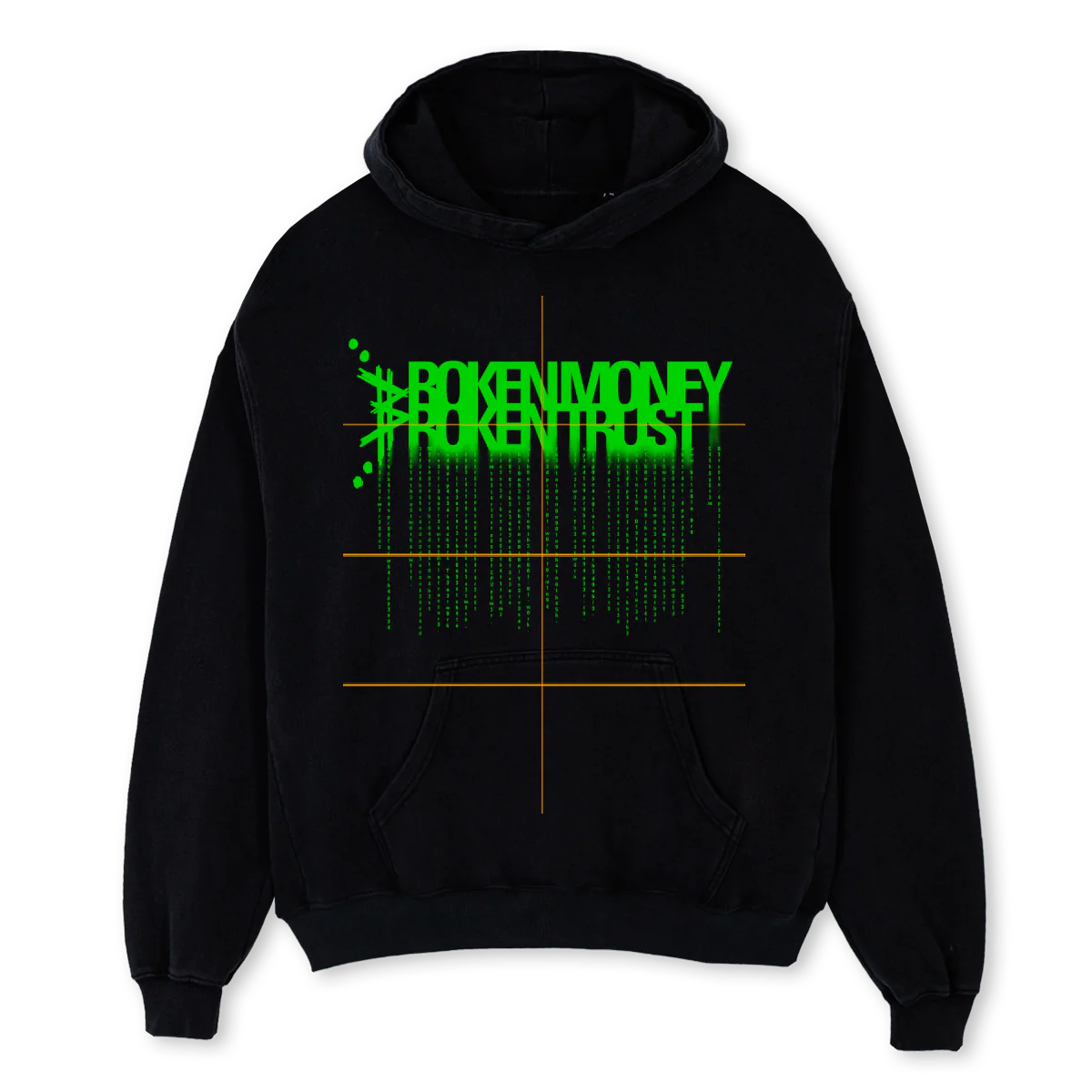 BROKENTRUSTBROKENMON Black Oversized Hoodie.