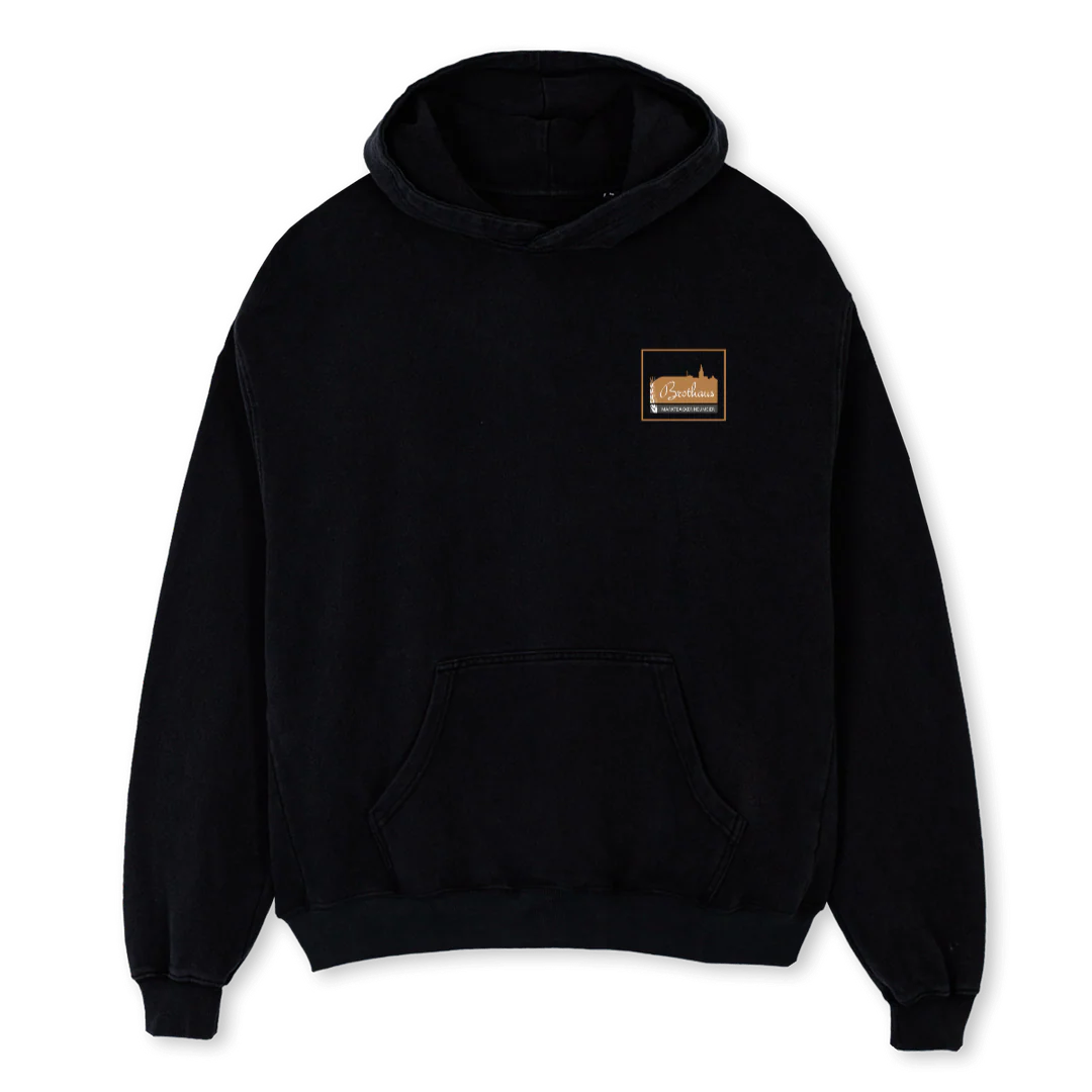 BROTHAUSSHIRT Black Oversized Hoodie.