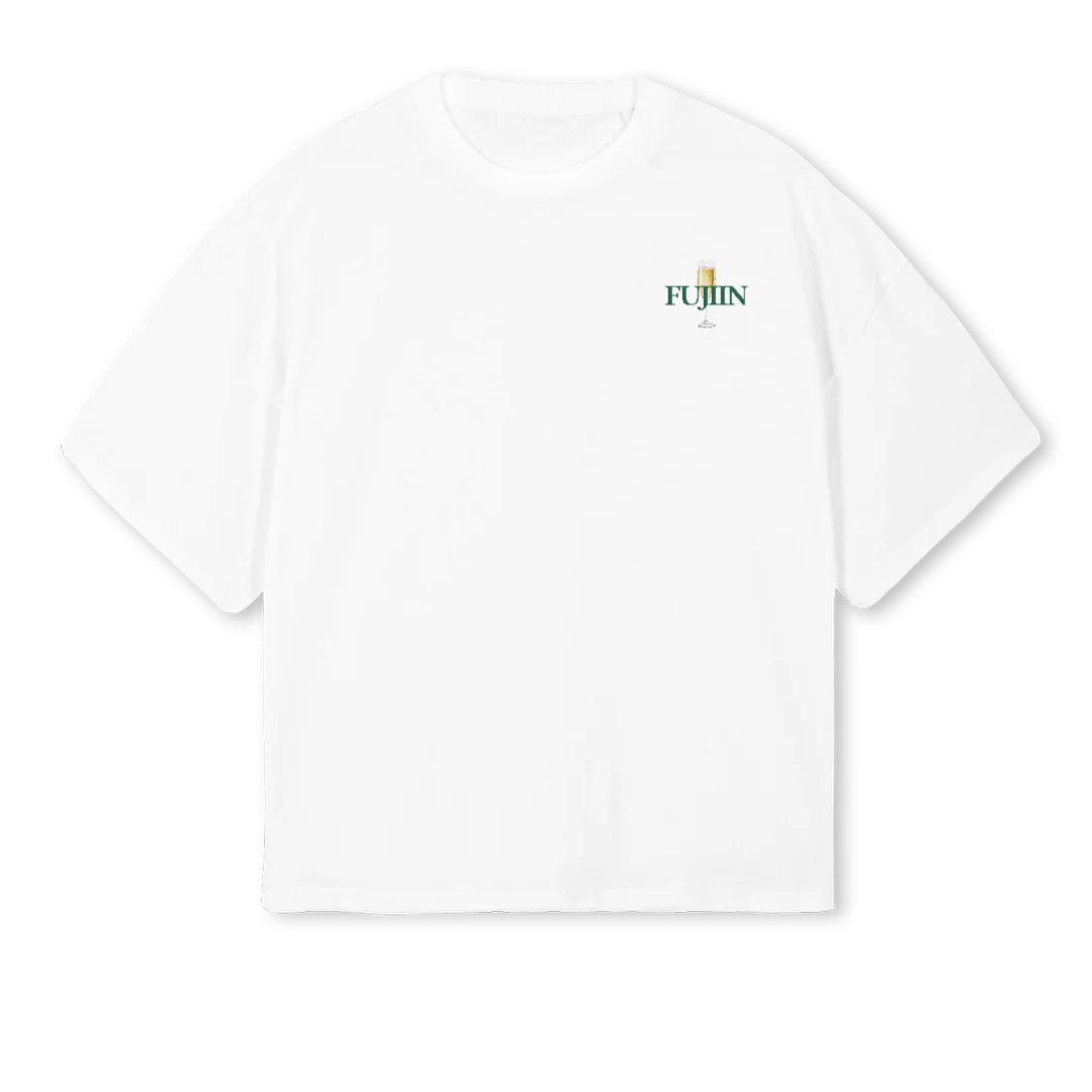 BRSND White Oversized Boxy Tee.
