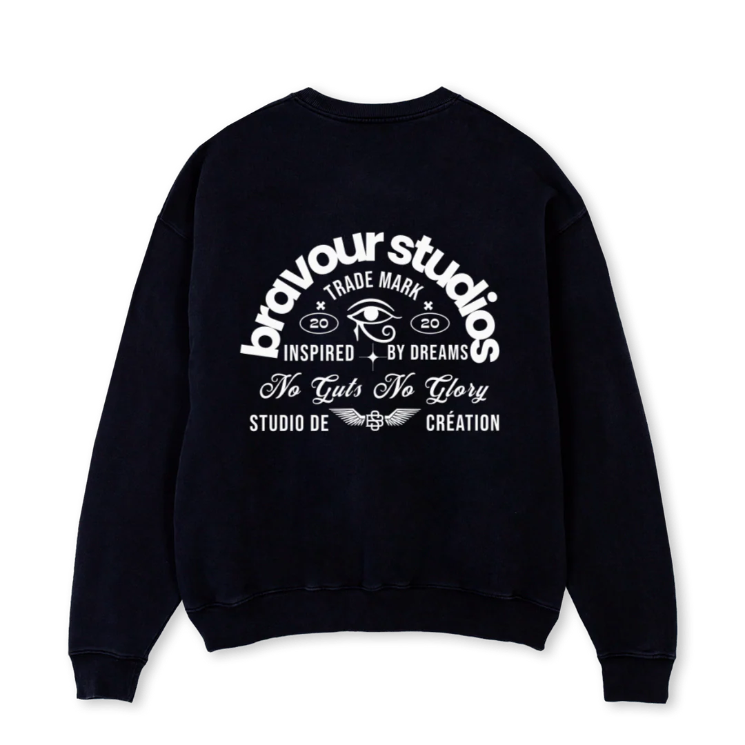 BRVR Black Oversized Crewneck Sweater. - Image 2