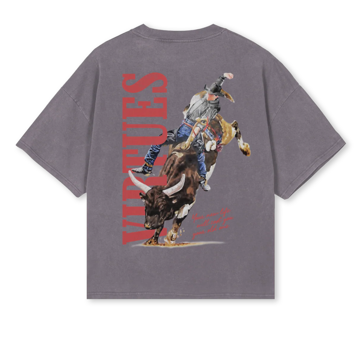 BULLRIDER Pigment Grey Oversized Boxy Tee. - Image 2